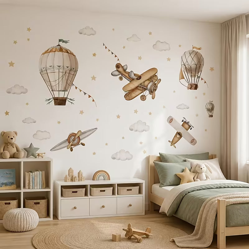 Montgolfière et Avion Vintage
