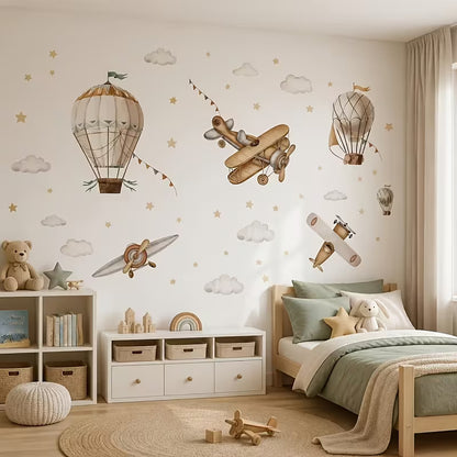 Montgolfière et Avion Vintage