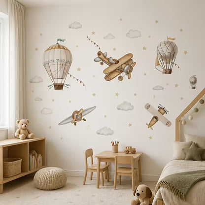 Montgolfière et Avion Vintage