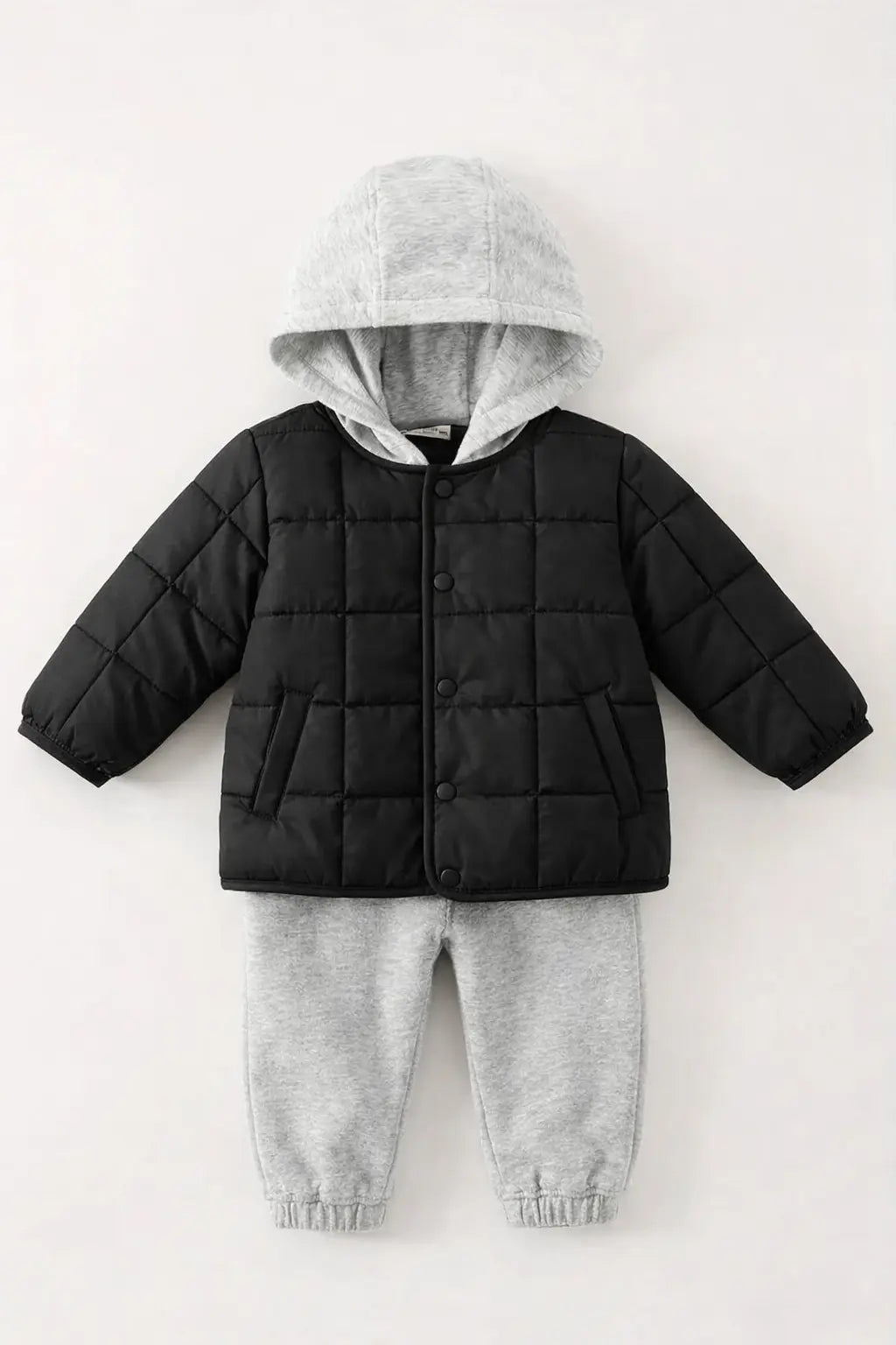 Ensemble Bébé Matelassé à Capuche – Veste & Pantalon Doublés