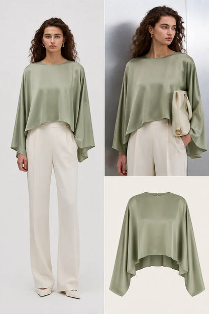 Blouse Satinée Ample Zoe – Élégance Minimaliste