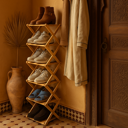 Étagère à chaussures pliable en bambou