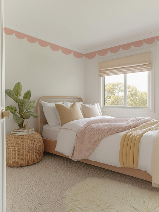 Bordure festonnée rose poudré
