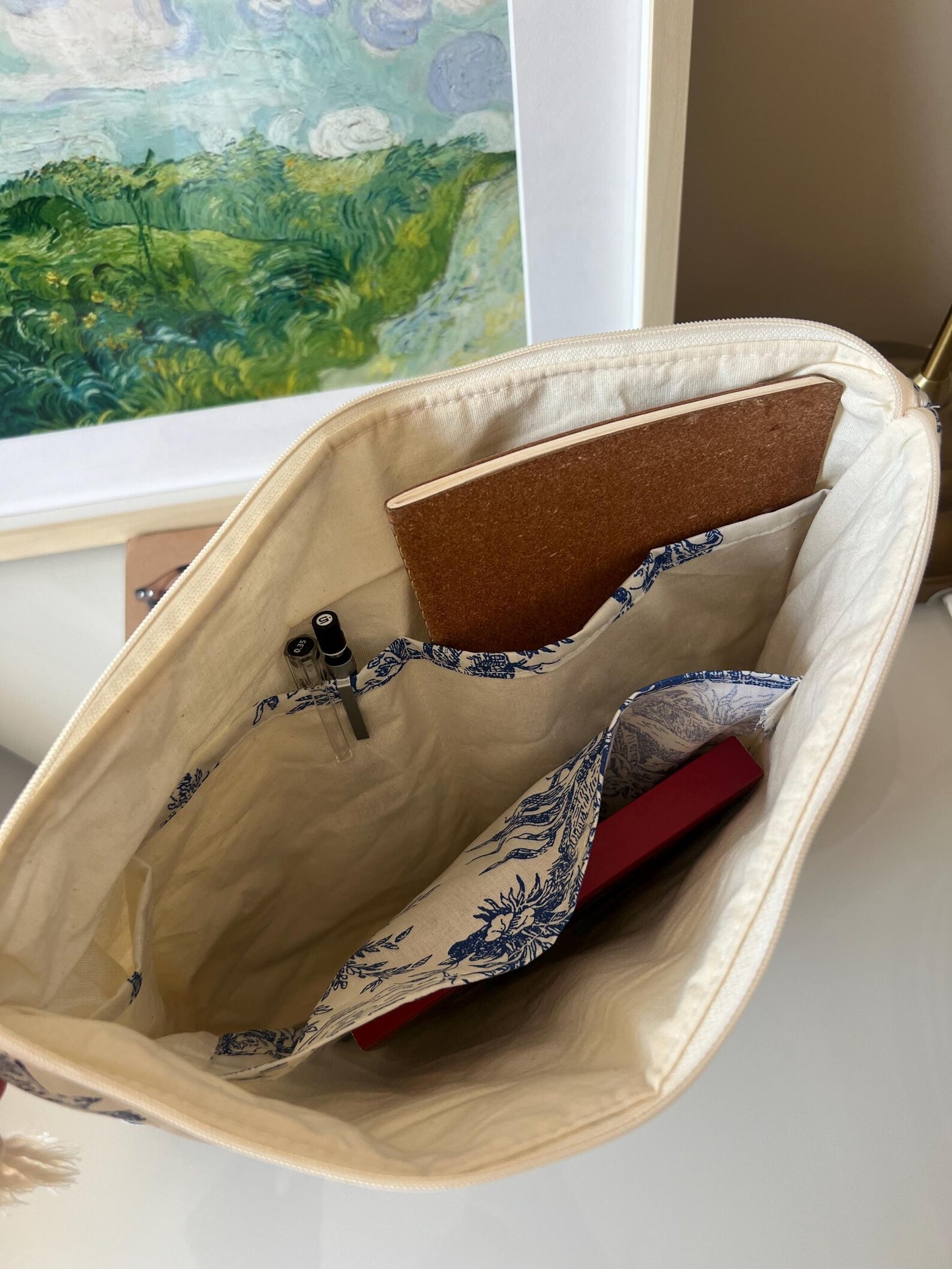 Housse matelassée pour PC - Toile de Jouy