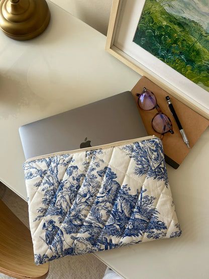 Housse matelassée pour PC - Toile de Jouy