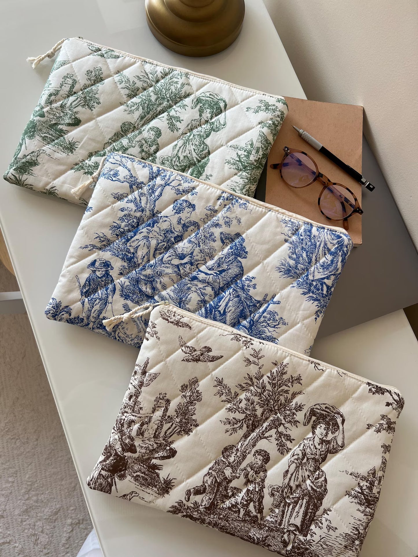 Housse matelassée pour PC - Toile de Jouy